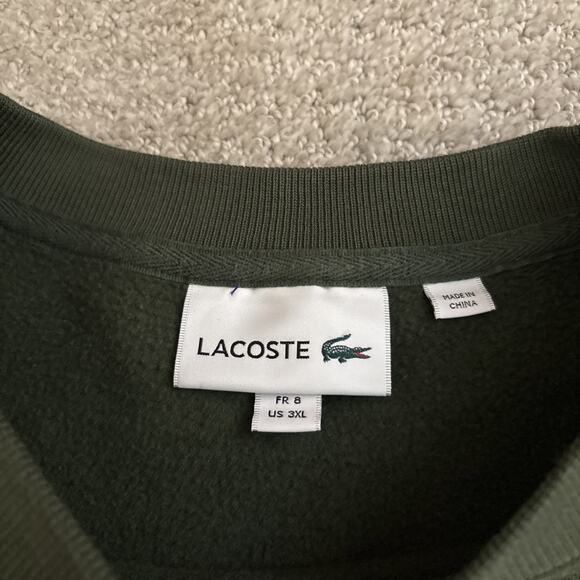 Lacoste Long Sleeve Brushed Pique Fleece Colorblock Sweater Sweatshirt Sz 3XL - Picture 3 of 10